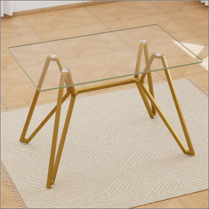 Table de salle à manger en verre, H 30,3 po x L 47,3 po x l 29,5 po