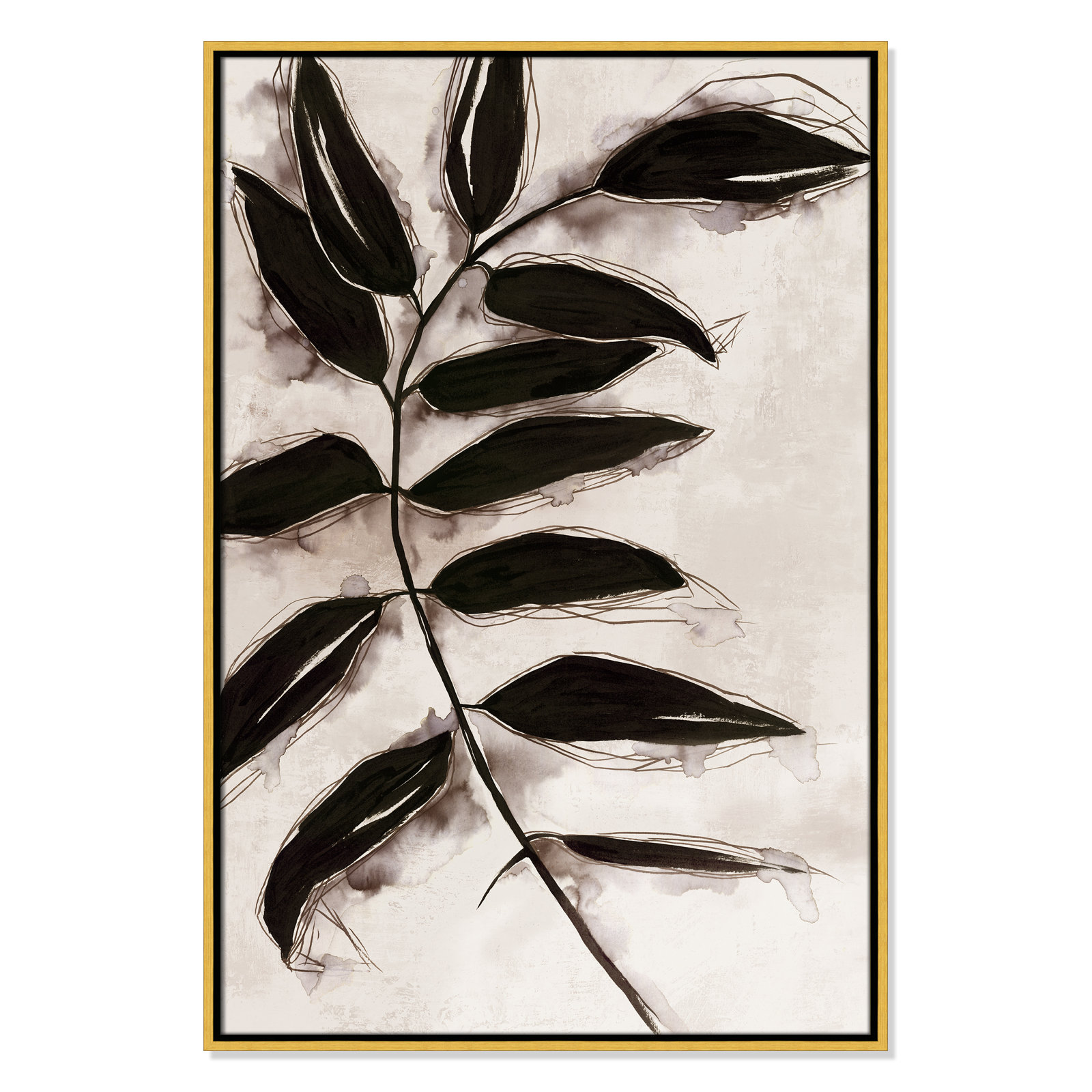 Leaves II by Eva Watts, 37.5" H x 25.5" W x 2" D, Gold Framed