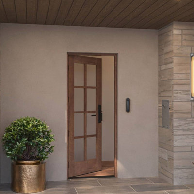 G108-SW-80 | 80" Single Door, RTA Prehung Exterior, SDL 8 Lite, Unfinished Mahogany Wood