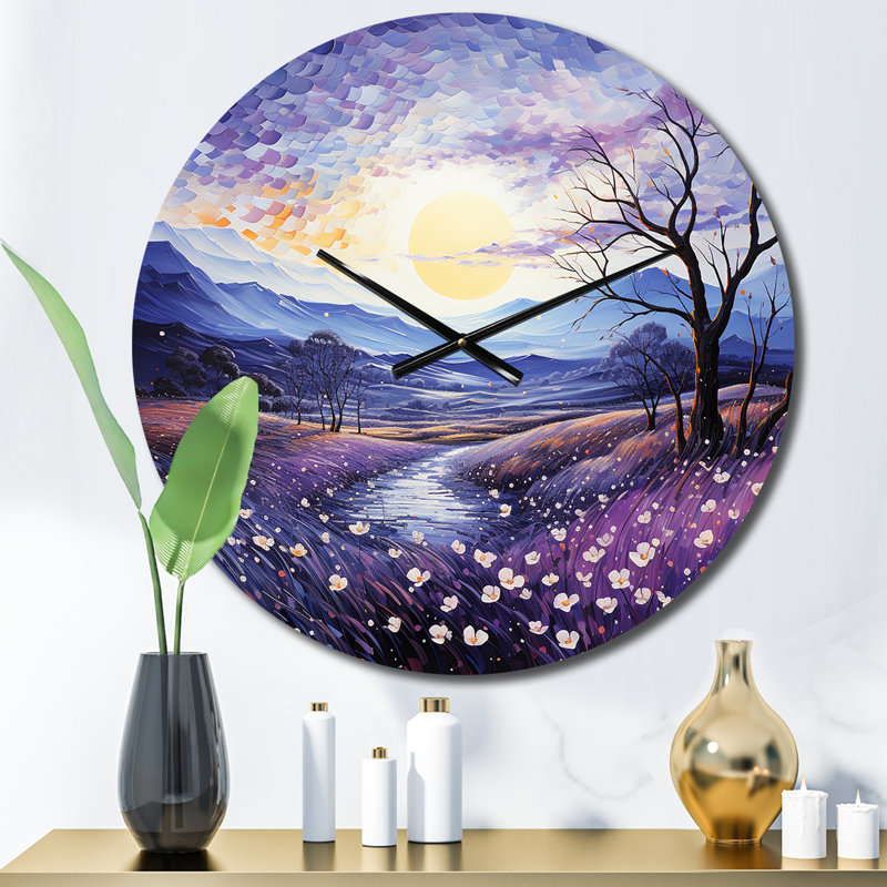Horloge murale violets Field Pointillism Dot I, Moyenne