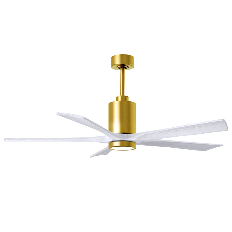 Patricia LED Downrod Ceiling Fan, Matte White, Brushed Brass