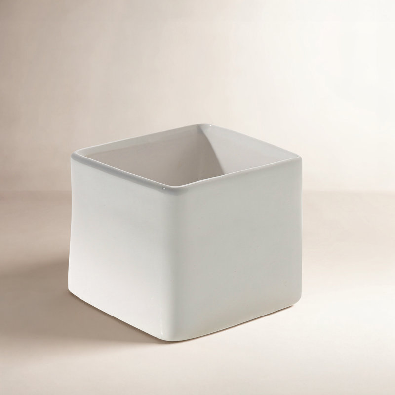 Demetria Ceramic Pot Planter, White, 4.75" H x 4.75" W x 4.75" D