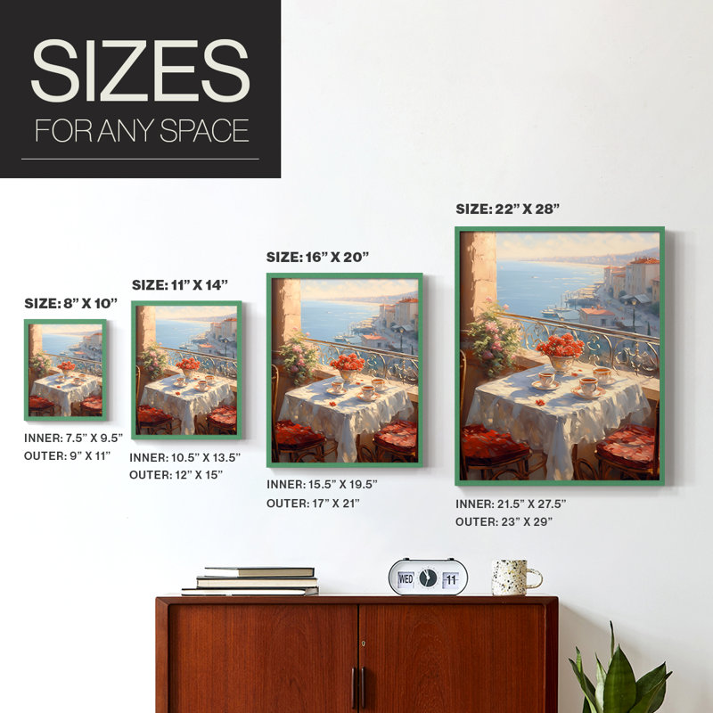 Reproduction encadrée FLORAL Series DCCXLV - bois massif, Vert, H 11 po x l 9 po