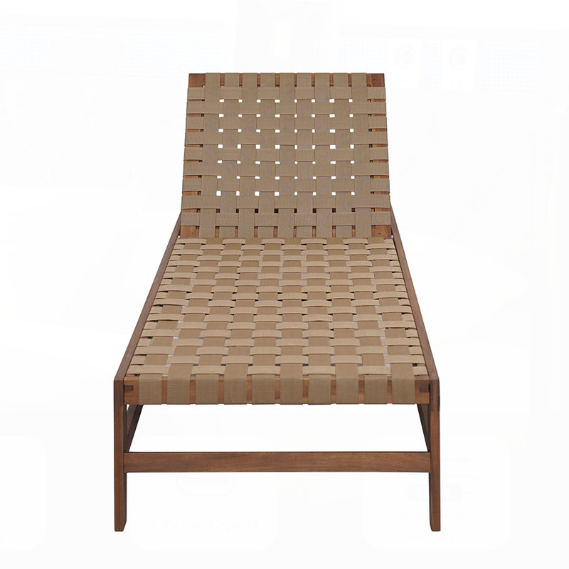 Chaise longue d'extérieur en bois d'acacia durable avec positions réglables pour une détente ultime et un confort élégant