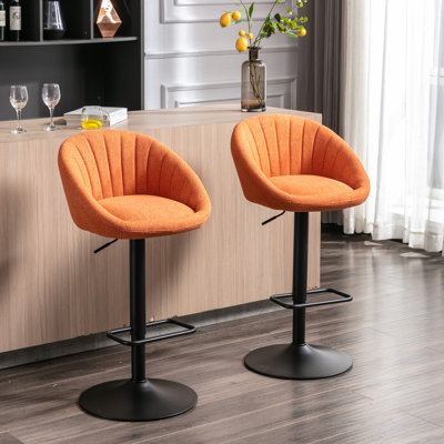Swivel Upholstered Adjustable Height Counter Stool with Metal Frame