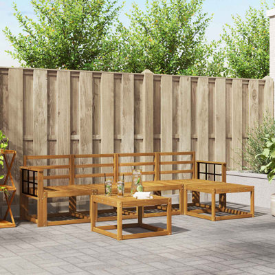 Vidaxl Outdoor Sofa Set 6 Pcs Solid Acacia Wood Garden Couch Sectional Seating