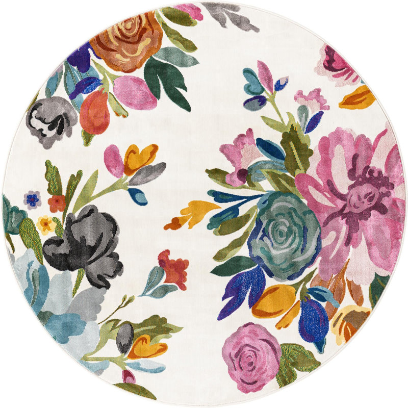 Aludra Floral Indoor Rug, Round 5'3"