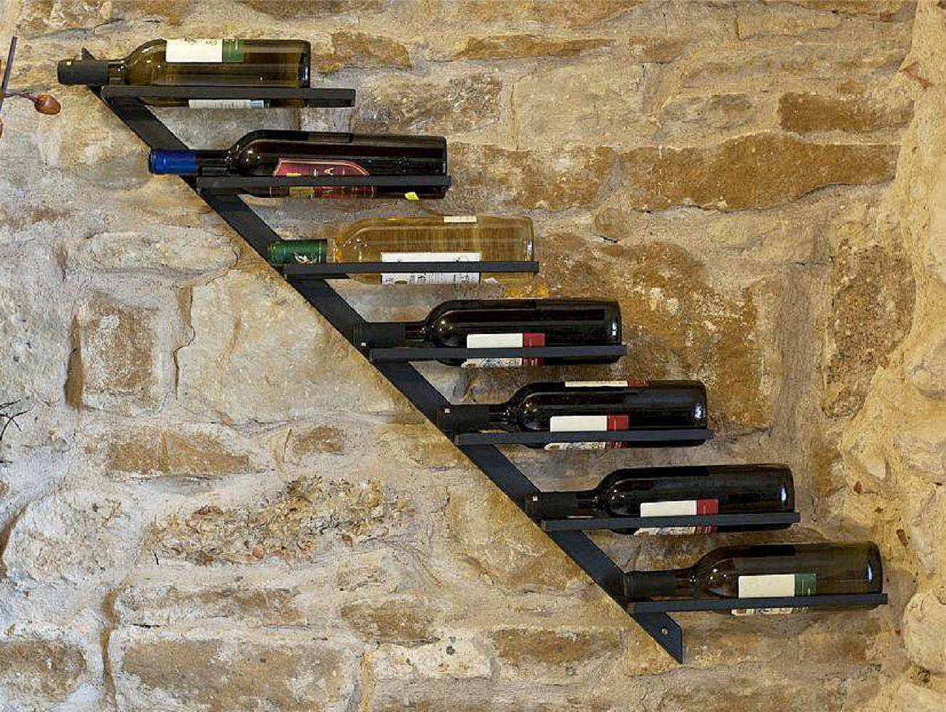 LoftDesigns Dash 7 Bottle Wall Mounted Wine Bottle Rack in Black ...