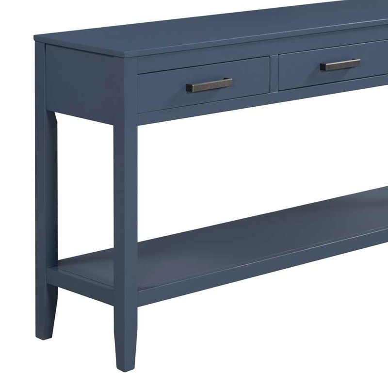 Contemporary 3-Drawer Console Table with 1 Shelf, Navy Blue