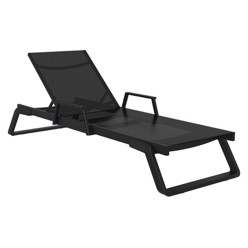 Genelda Outdoor Chaise Lounge, Black