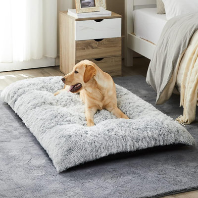 Large Dog Bed – Soft Plush Crate Mat For Sleeping And Comfort, Washable And Anti-Skid, Gray