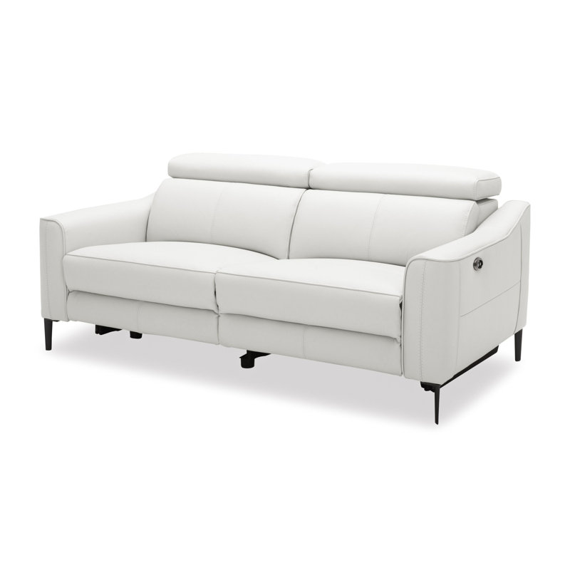 Causeuse inclinable en cuir véritable Anisia, Blanc