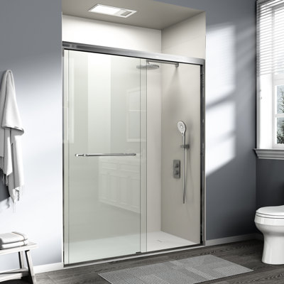 72 In. H Double Sliding Shower Door With 1/4"  6Mm  Tempered Glass, 56 - 60 W Adjustable, Brushed Nickel, Collision, Easy Installation, Shatter X Semi Bathroom Door, Reversible Design, Quiet System,