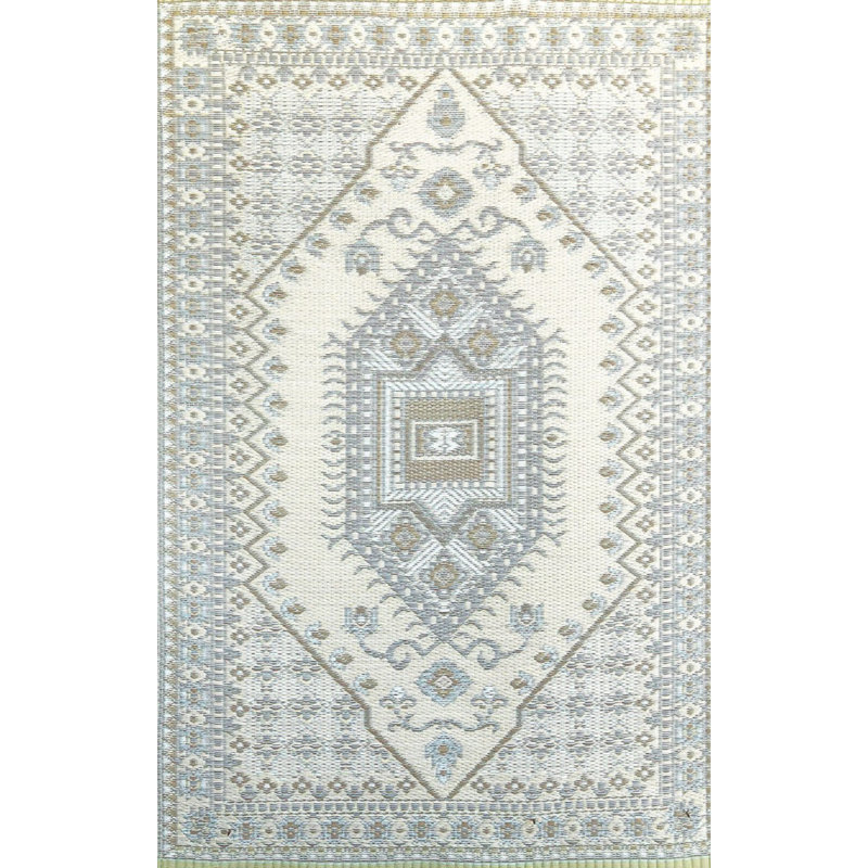 Tapis intérieur / extérieur oriental / ivoire bouclé / crocheté à la main Oriental, Rectangle 5 pi x 8 pi