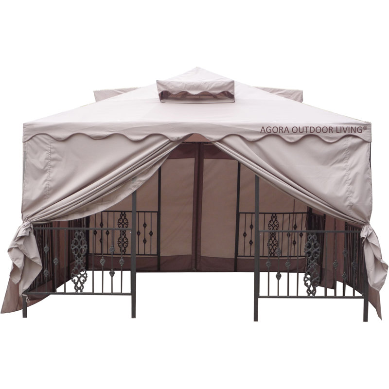 Veranda Pacific Currents Beige,Taupe Fabric Side Wall, 84" H x 144" W x 144" D, Brown