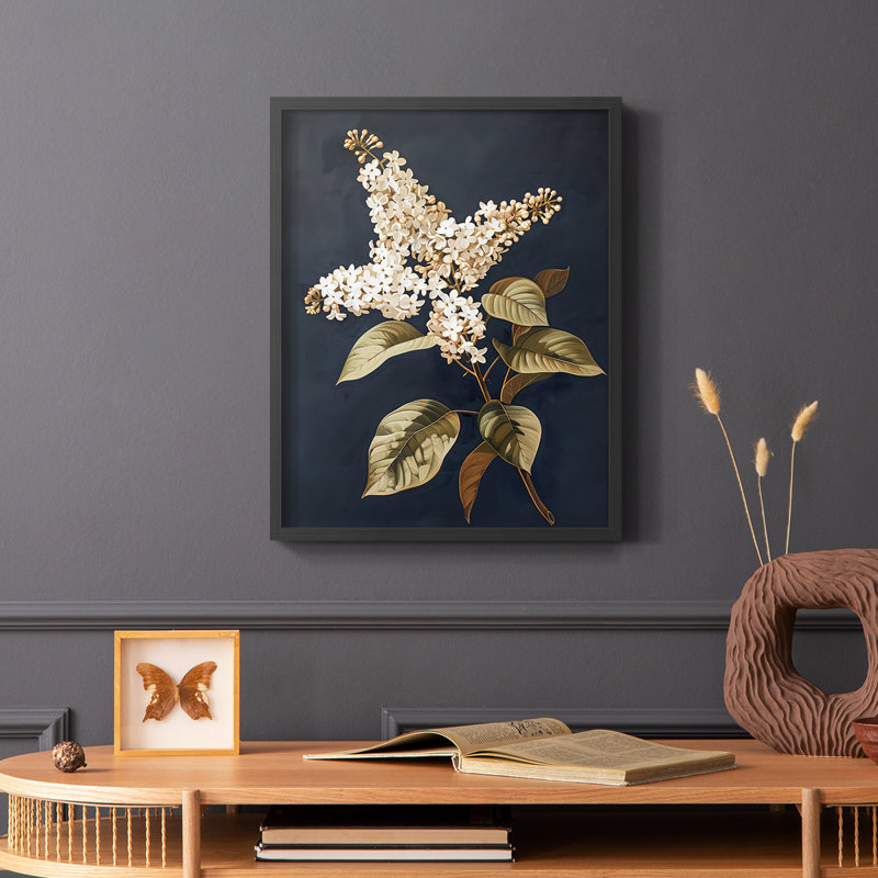 Série FLORAL CLVII - reproduction encadrée de qualité supérieure - prête à être accrochée - aucun clou requis, Cadre noir