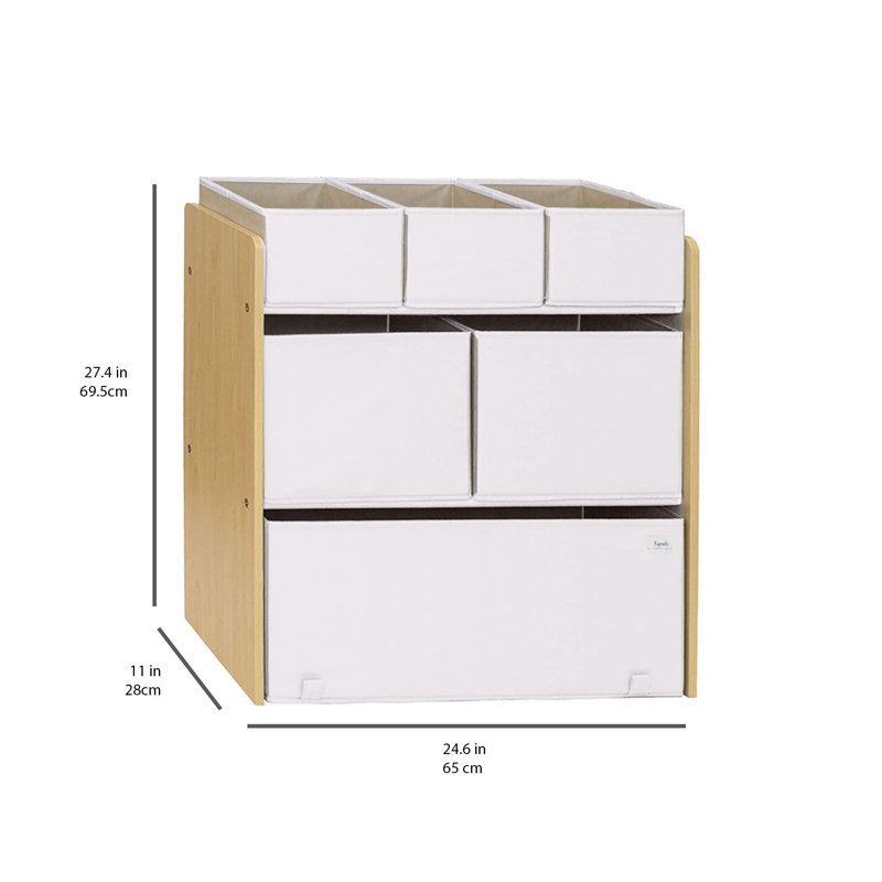 6 Piece Fabric Storage Bin Set, Cream