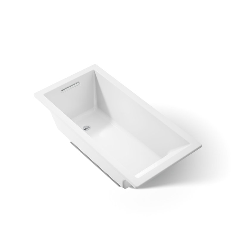 Underscore® 60" x 30" Drop-In or Undermount Acrylic Soaking Bathtub with Sloped Backrest, White