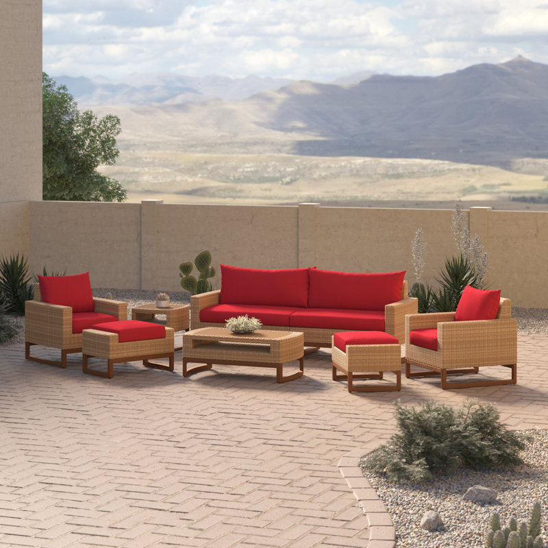 Milana Outdoor 8 - Piece Conversation Set, Canvas Jockey Red Sunbrella® Canvas