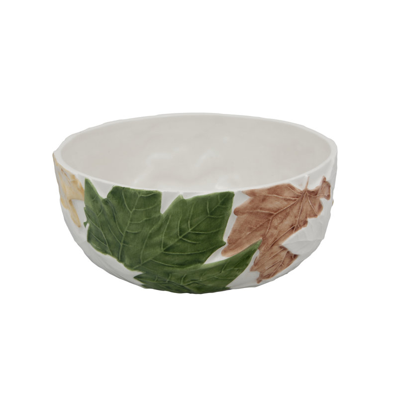 Plane Tree Leaves Earthenware Salad Bowl