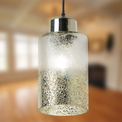 6"W Rayvon 1 - Light Ombre Glass Jar Pendant with Polished Metal Fitting
