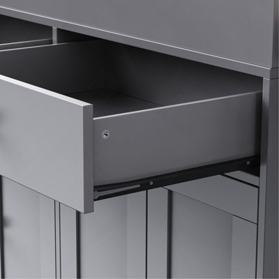 74.5" Rolling Kitchen Island with Extendable Dining Table, 4-Door Cabinet, 2 Drawers & Spice Rack, Grey