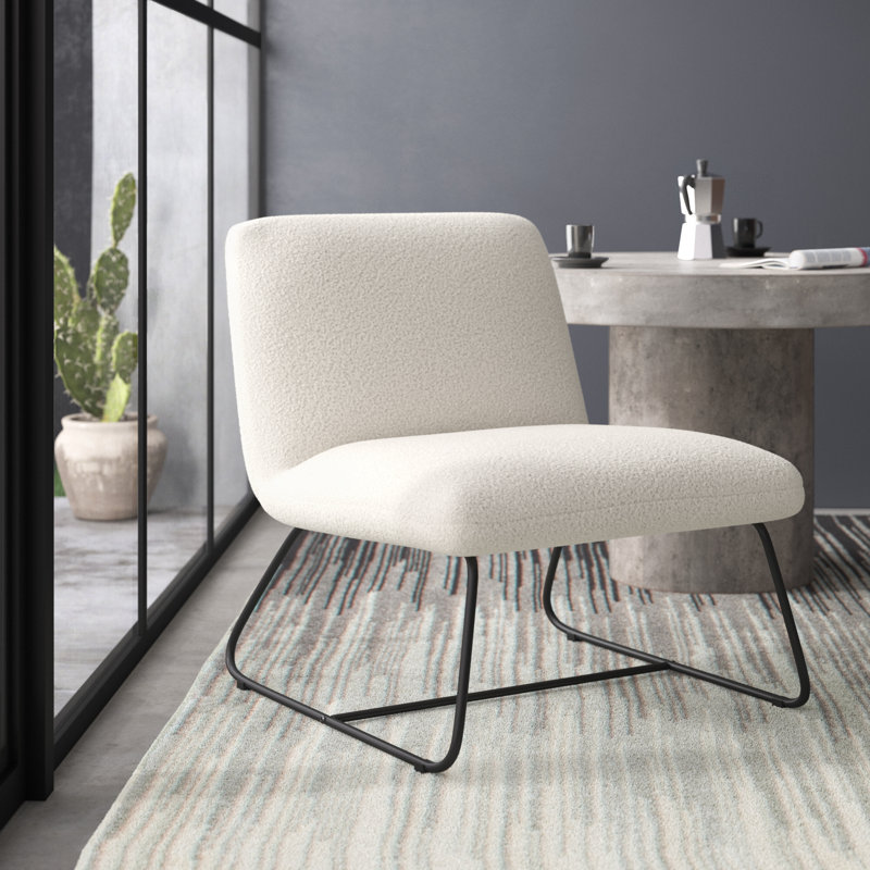Alcides Upholstered Slipper Chair, White
