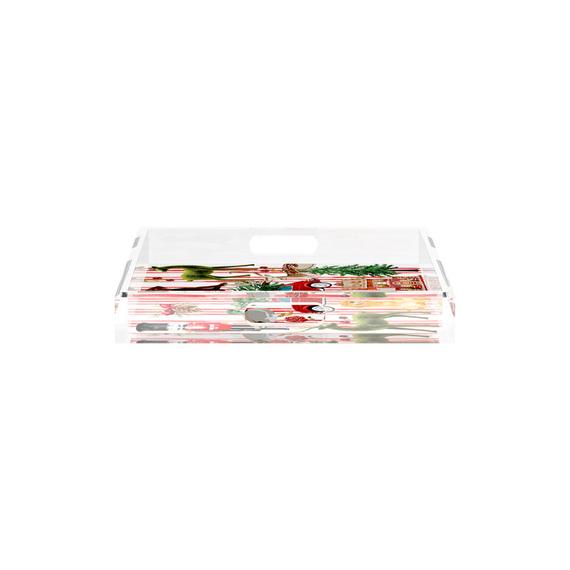 Acrylic Decorative Tray, 12"W x 12"D x 2"H, Stripe
