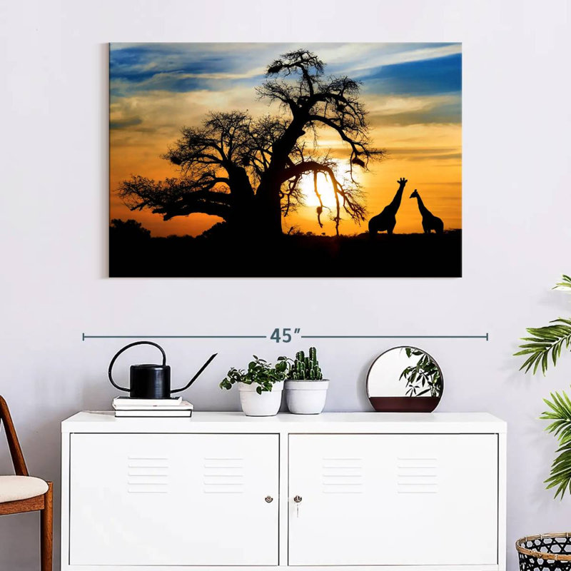 Brampt African Sunset Giraffes, 26" H x 39" W
