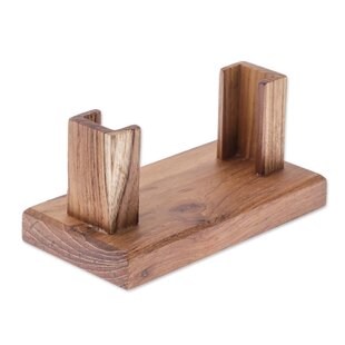 Wooden Mallet 6 Pocket Countertop Business Card Holder Black