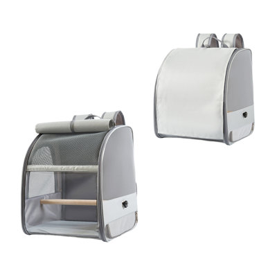 Sac à dos porte-oiseaux fenêtre transparente 15 x 12,2 x 9,7 po pour perroquets, gris
