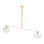 Sean Lavin Lowing Medium Wide 2-light Chandelier in Polished Antique Brass with Clear Glass shade