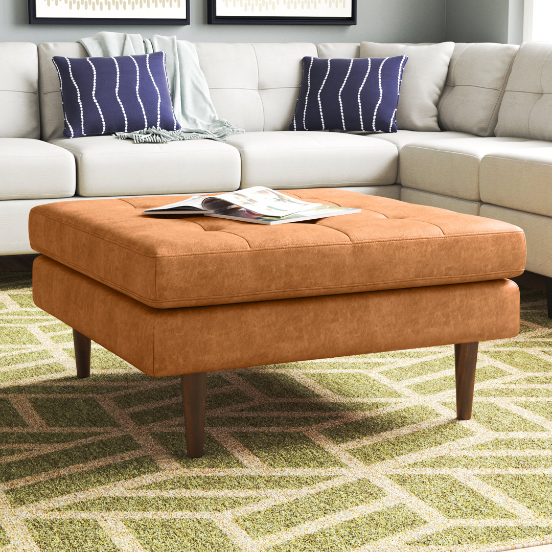 Napa Full Grain Genuine Italian Leather Ottoman Poly & Bark Upholstery 