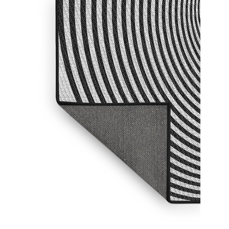 Tapis noir/blanc à motifs, Rectangle 5 pi x 7 pi