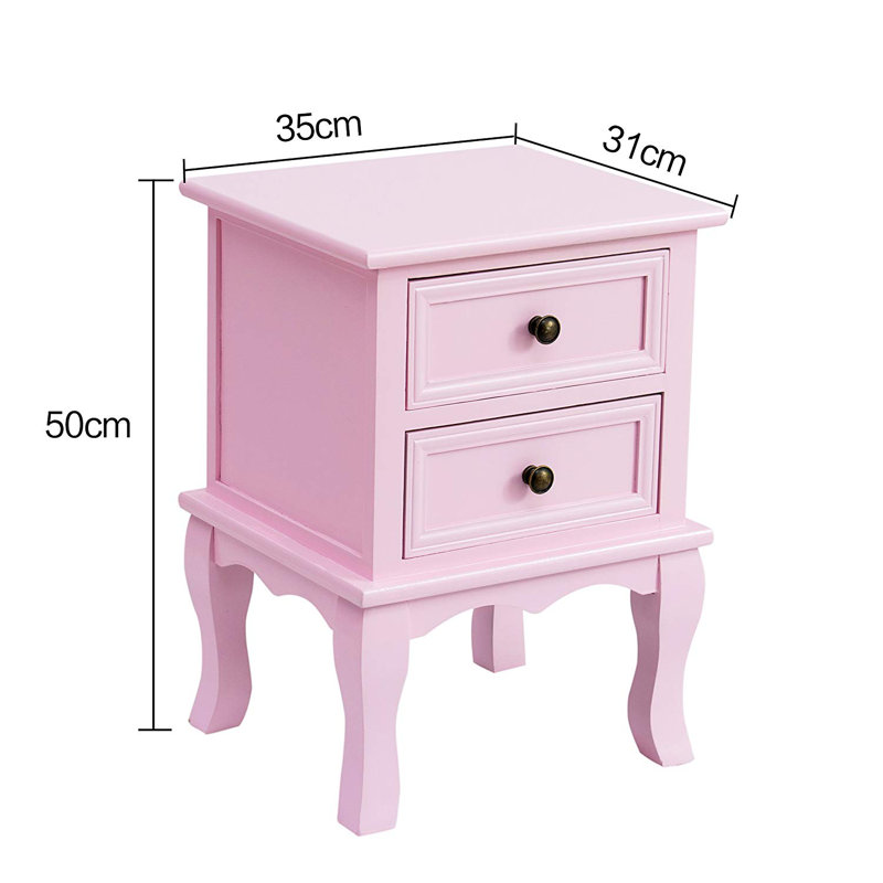 Stephon 35cm W Manufactured Wood Bedside Table, Pink/Pink