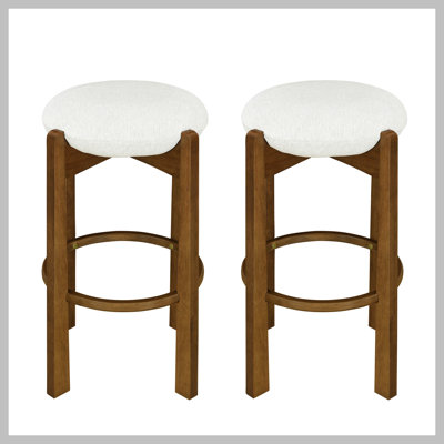 Ensemble de 2 tabourets de bar rembourrés en bois Tara
