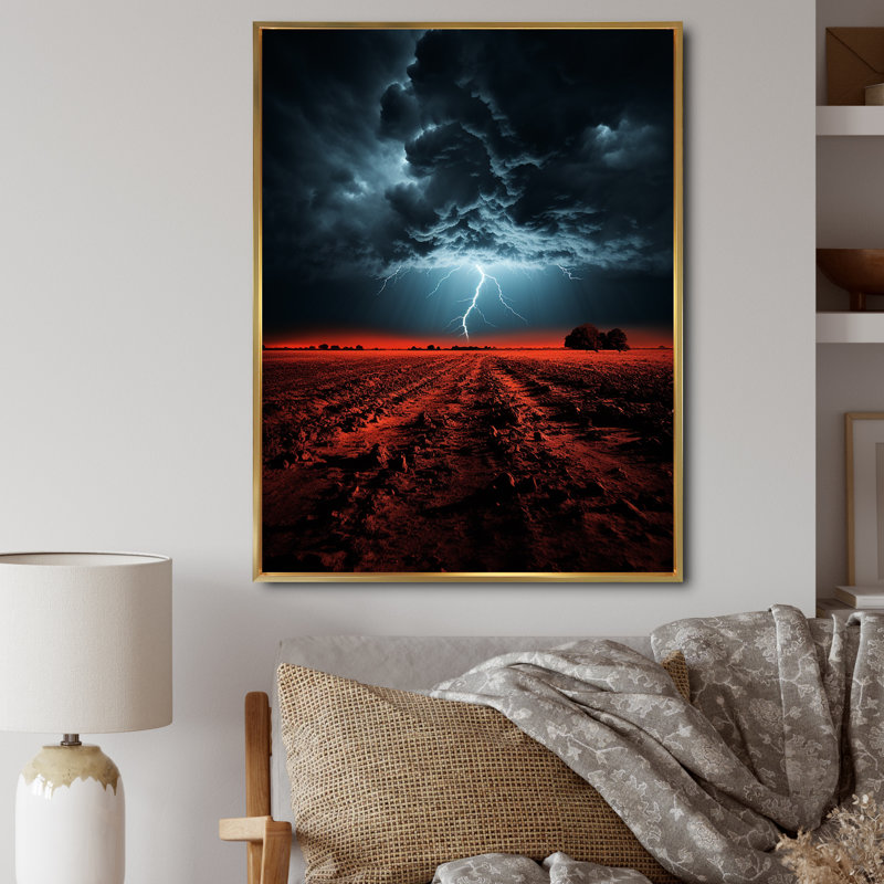 Landrey Orange Storms Thunderous Silence I, reproduction d'art sur toile, H 20 po x l 12 po x P 1 po, Cadre flottant doré