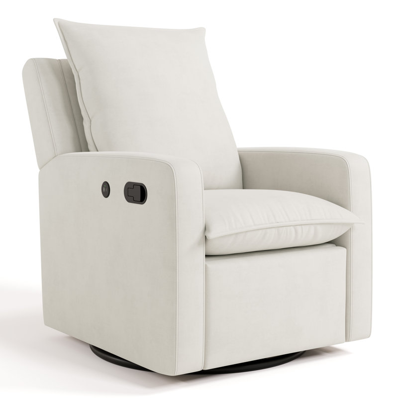 Storkcraft Timeless Recline Glider with USB, Ivory Polyester Blend