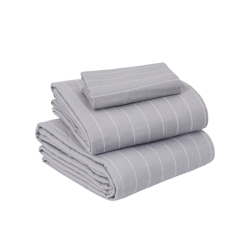 Gray Twin Cotton Flannel Deep Pocket Bed Sheet Set