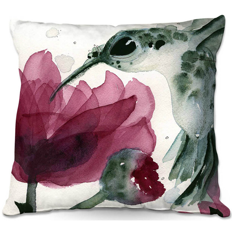 Coussin pivoines et colibris canapé, 20 po x 20 po