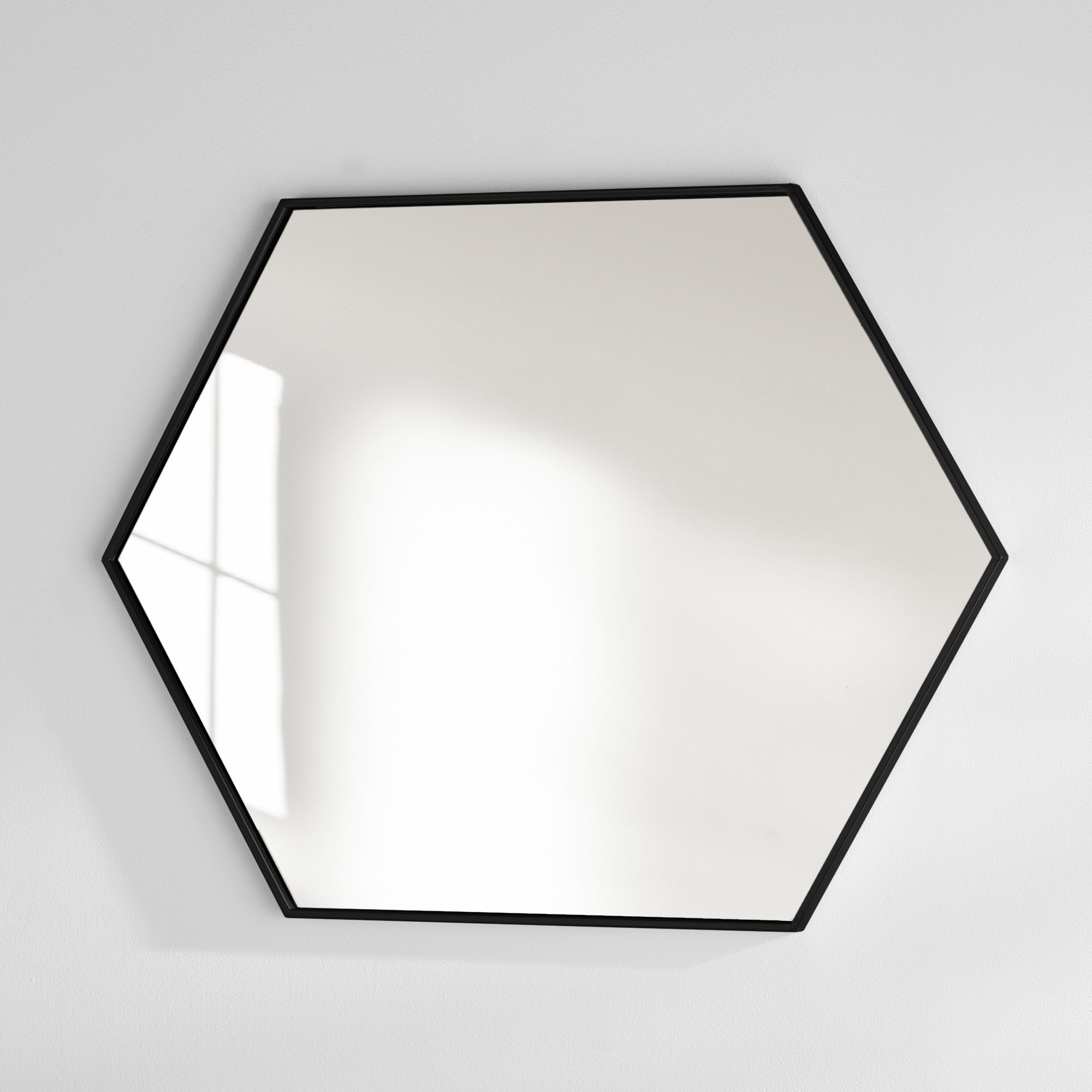 Sabine Metal Hexagon Wall Mirror, 34" x 24", Silver