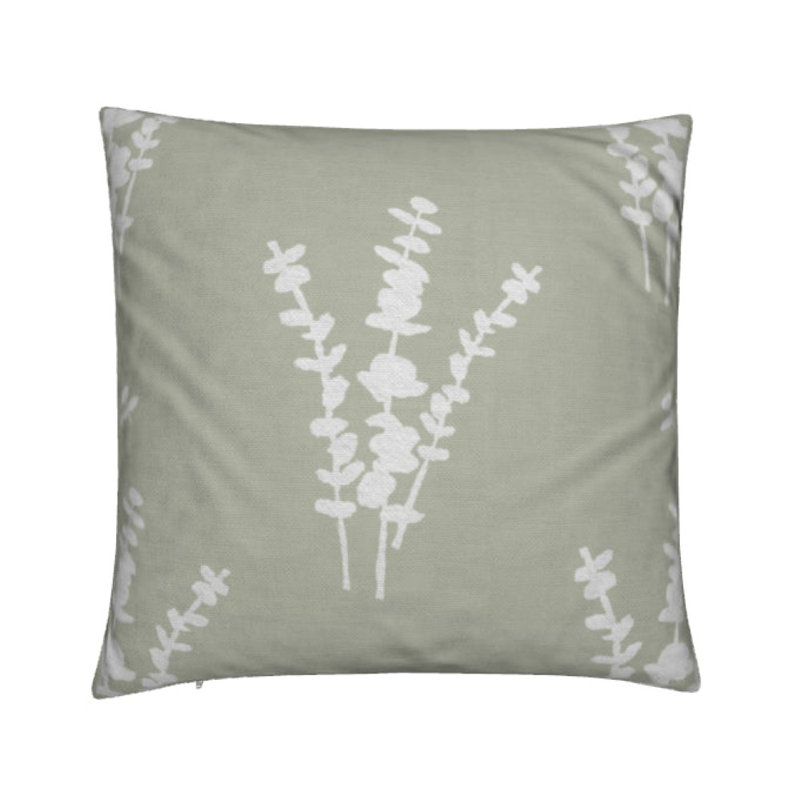 Eucalyptus Square Pillow Cover & Insert, White/Sage Floral, 24"H x 24"W