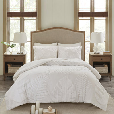 3 pièces édredon en chenille de coton - très grand / très grand, décor de chambre à coucher de plage tropicale, rembourrage, décor bord de mer