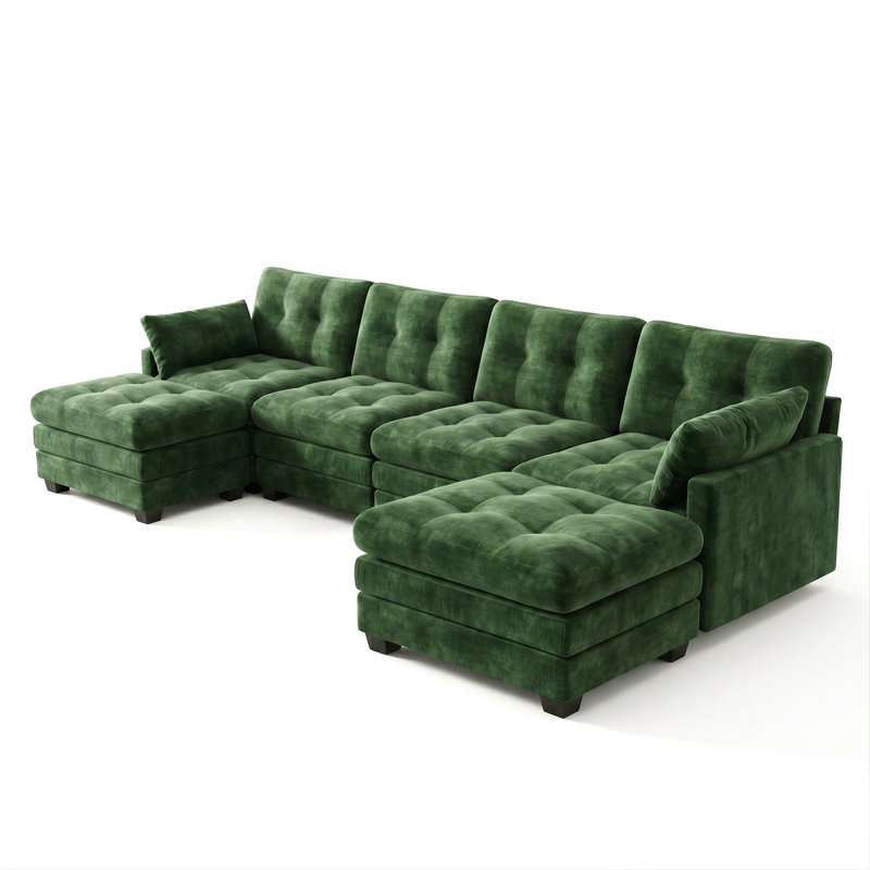 Canapé modulaire en forme de U de 116,5 po, canapé-lit confortable avec repose-pieds mobiles, tissu respirant et assemblage facile pour le salon
