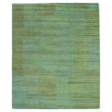Righe Wool Striped Area Rug in Blue/Green
