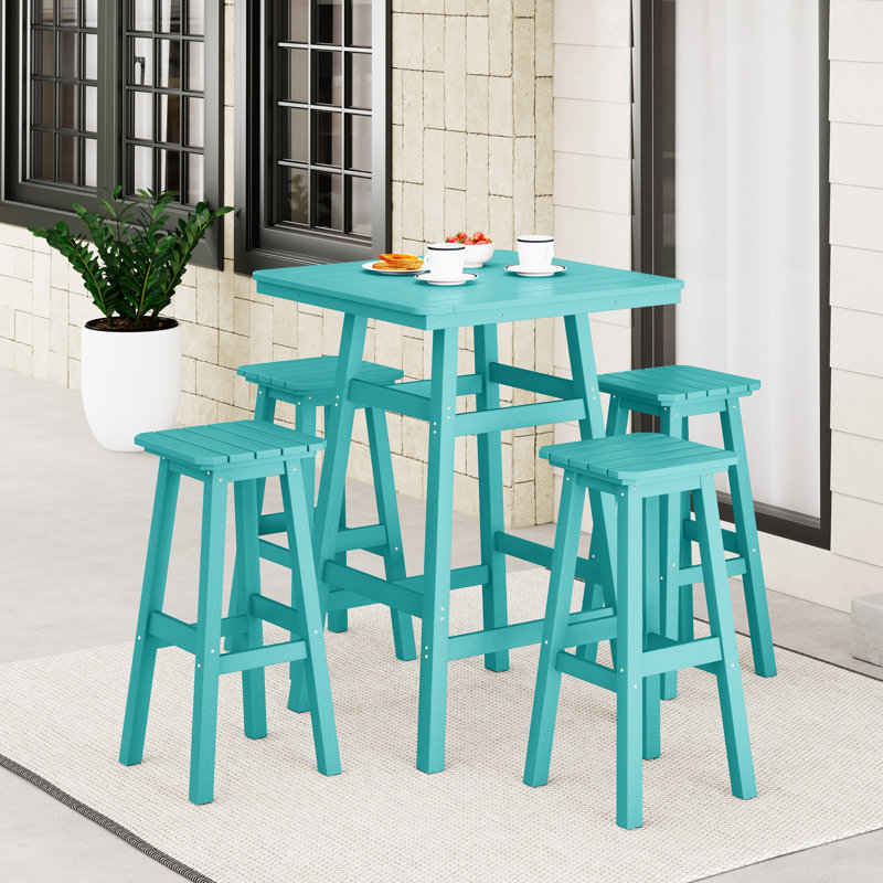 Laguna 5-Piece Square Bar Set, Teal