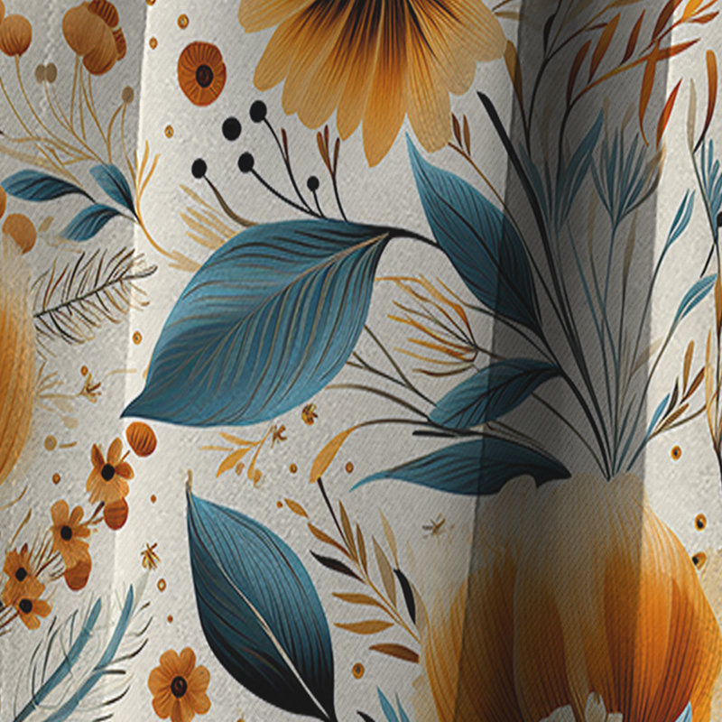 Motif bohème inspiré de la nature II - motif floral - rideau occultant - 1 panneau, L 52 po x L 108 po
