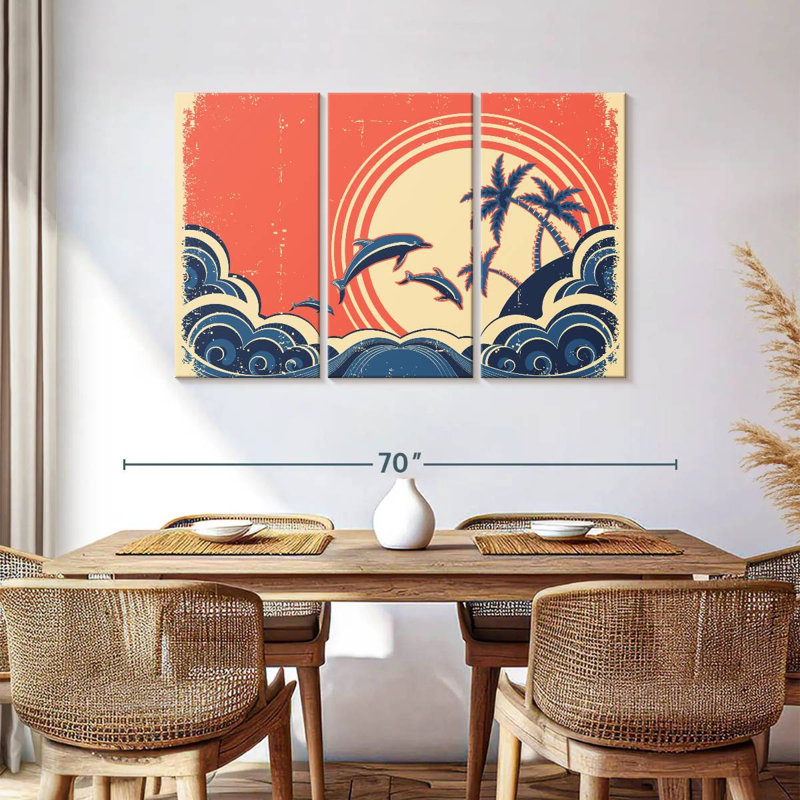 Brampt Retro Beach Dolphins, 36" H x 57" W