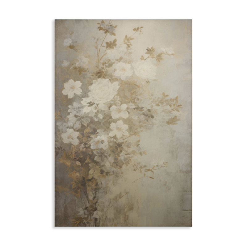 Toile de fleurs rétro discrète, design par LSR Creative Studio, H 24 po x l 16 po