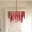 Aaron 19" 5-Light Tiered Burgundy Hammered Glass Chandelier, Adjustable Antique Brass Chain-164543475